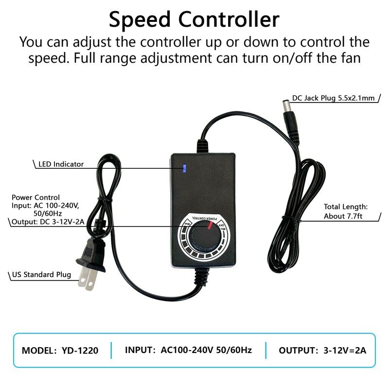 MissHoney 2 Inch Inline Fan, 12v Adjustable Speed, 22 CFM