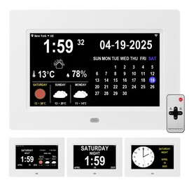 Memwake WiFi Digtial Wall Clocks,Desk Clock with Weather Temperature Humidify,10 Day Weather Forecast,Weather Station with Digital Calendar and Dementia Alarm Clock for Seniors (White, 7 inches)
