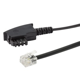 ecabo 10067 6m Universal Telephone Cable - TAE-F Plug to RJ11 Plug - Connection Cable - Western Plug - 4-Core - Flat Cable for Telephone, Answering Machine, Fax, Modem - Black