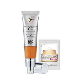 IT Cosmetics Your Skin But Better CC+ Cream 32ml with SPF 50 Protection & Confidence in a Cream, Full-Coverage Foundation and Concealer and 3ml of Hydrating and Anti-Ageing Moisturiser