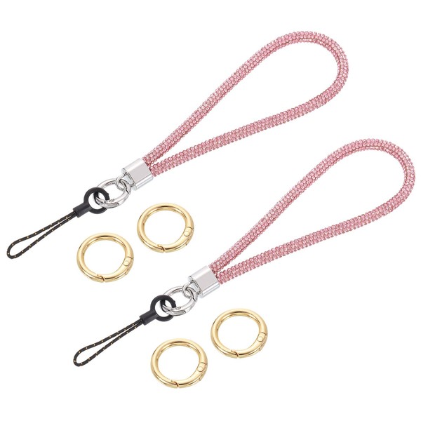 sourcing map 2Pcs Bling Wristlet Lanyards, 5.3" Rhinestone Keychain Strap