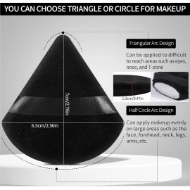 Pimoys 6Pcs Triangle Makeup Puff Set Velour Sponge Black