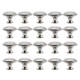 Cabinet Door Knobs Stainless Steel Brushed Pull Handle Round Mushroom Shape 30mm with Screws for Kitchen Bathroom Bedroom Silver (20PCS)