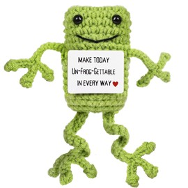 Maziky Funny Positive Frogs Mini Crochet Frogs with Positive Affirmations Cards for Inspirational Novelty Gifts and Party Decorations
