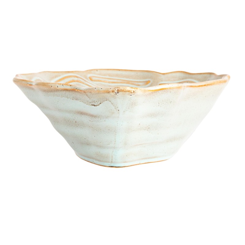 Creative Co-Op Oyster Shaped Stoneware Bowl, Blue