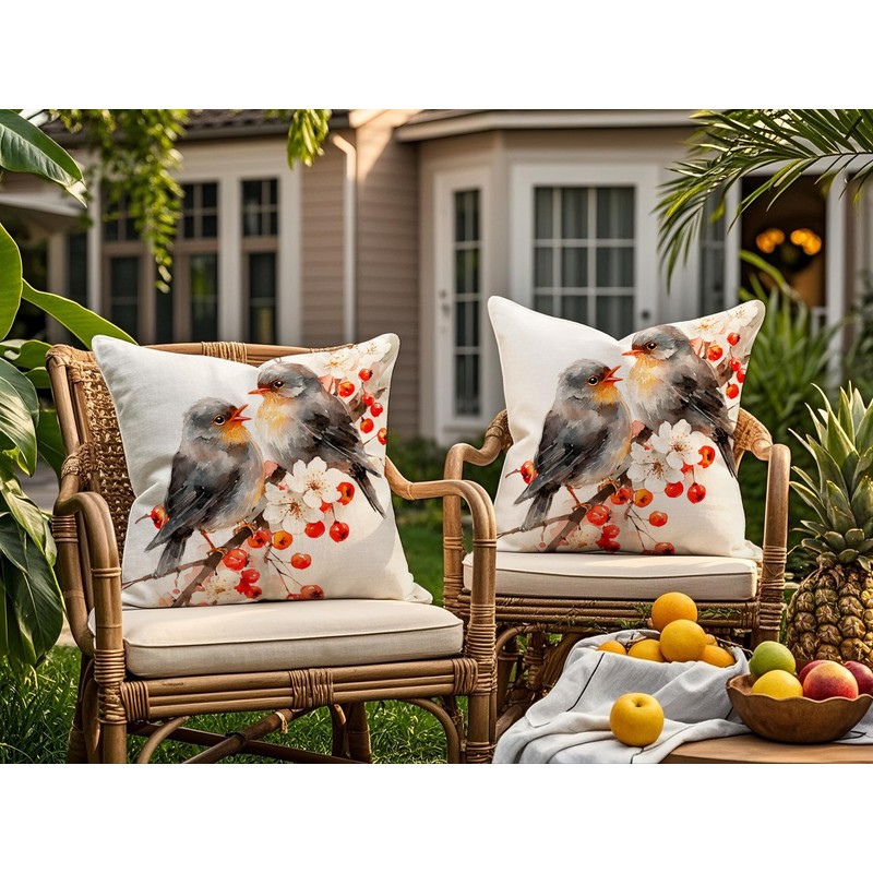 Doobicy Christmas Robin Bird Pillow Covers 18x18 Set of 2