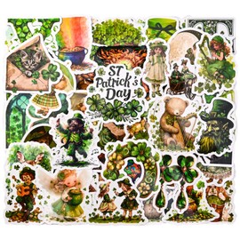 LINSHANMIN St. Patrick’s Day Stickers, 100 Pcs Vintage St. Patrick’s Day Stickers for Adults, Vinyl Holiday Stickers for Decorations Gift Tags Greeting Cards Scrapbook Water Bottle.