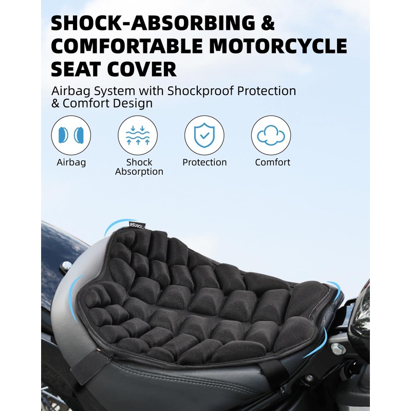 Fitense 13.8x15.8in Universal Motorcycle Seat Cushion with 3D Shock Absorption
