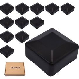 SKIR'CO (12 pcs) Fence Post Caps, Square 50 x 50 mm Black Plastic Caps for Fence Posts, Black RAL 9005 Colour