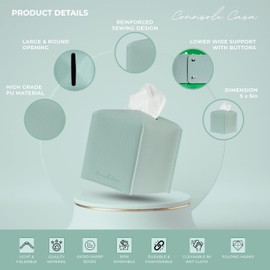 Connsole Casa Premium PU Leather Tissue Box Holder - Elegant Hotel-Style Teal Tissue Box Cover for Enhanced Décor of Home, Office & Car Tissues Cube Organizer for a Natural & Classic Look (Teal 2pc)