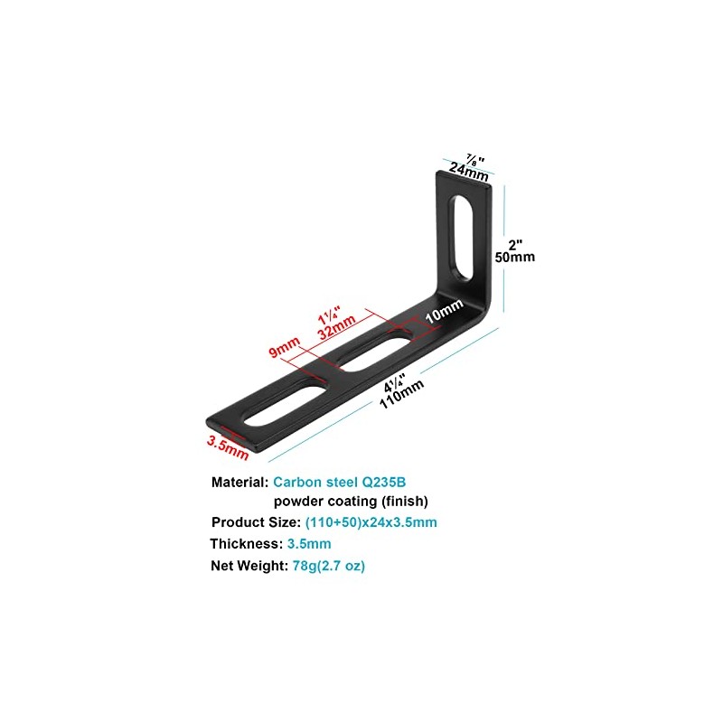 OTTFF 10 Pack 4-1/4" x 2" x 7/8" Black Slightly