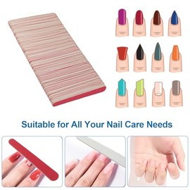 Mini limas de uñas (paquete de 100), grano 180/240, lima de uñas de madera de doble cara, pequeñas limas de uñas Emory de madera para uñas naturales, 
