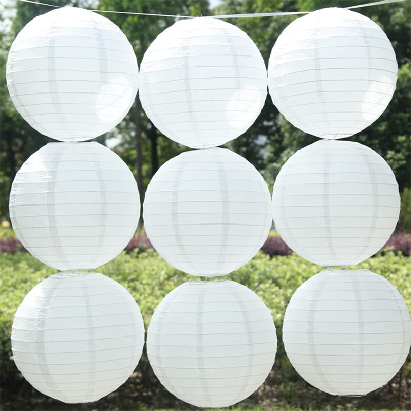 Lanito Paper Lanterns, White Obon Lanterns, Round Plain, Paper Lanterns,
