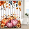 CWHCWA Fall Shower Curtain Watercolor Pumpkin, Pink Orange, 70" W