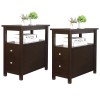 Segawe End Table with 2 Drawer and Shelf Narrow for