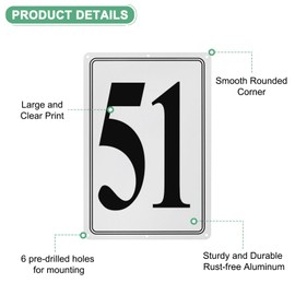 M METERXITY Aluminum Number Sign 51, 11.8 Inch House Numbers and Metal Letters, Parking Spot Letter Signs, Metal Letter Wall Decor for Garden/Door/Mailbox [Black Text On White]