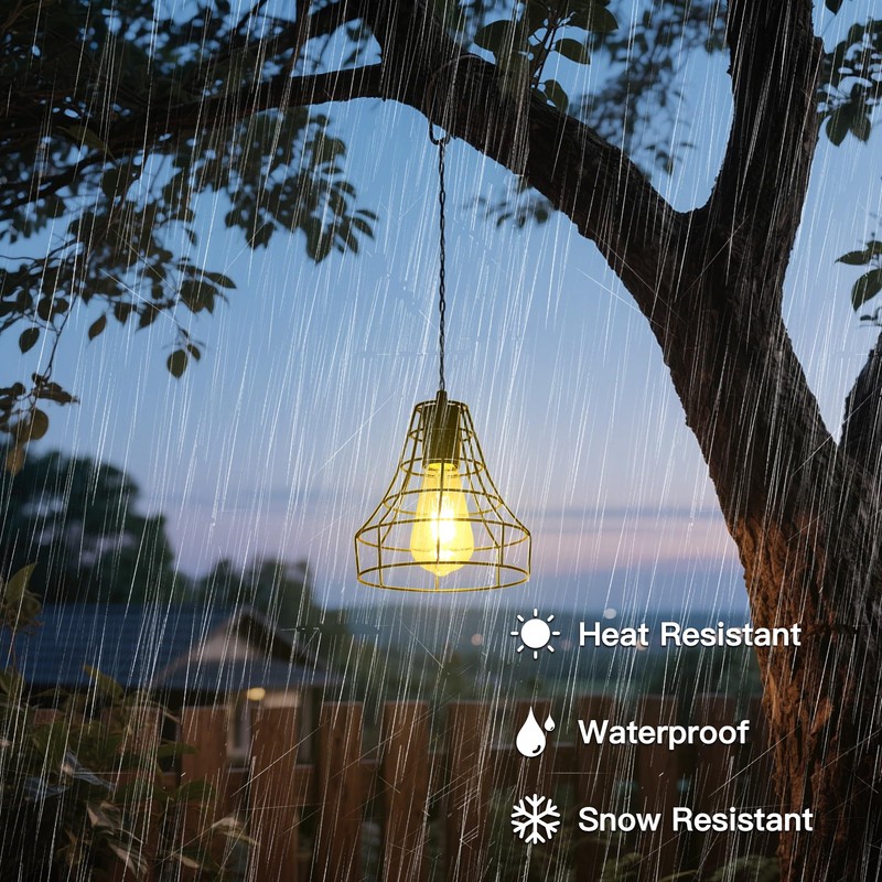 YUMAMEI Solar Pendant Lights, Solar Powered Shed Light with Pull
