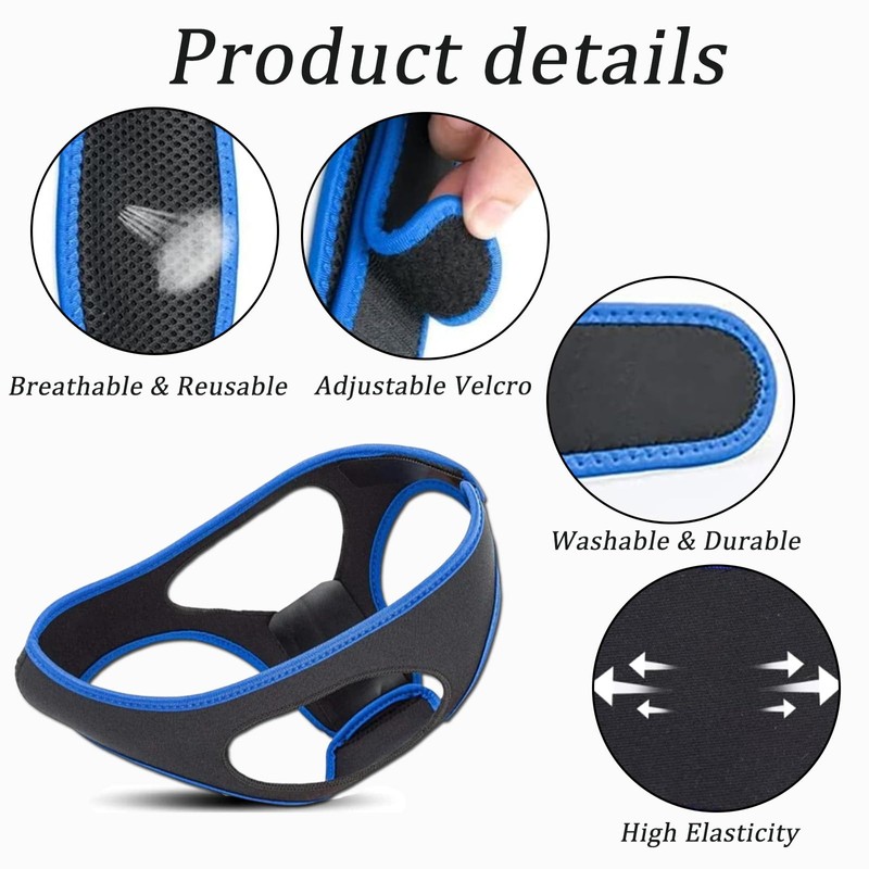 Chin Strap for Sleeping, Anti Snoring Chin Strap with Adjustable