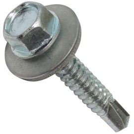 AERZETIX - C44547 - Set of 20 - Self-drilling screw M6.3 x 38 mm + sealing washer - with hexagonal impression 10 mm - made of galvanised steel - DIN7504K - sheet metal lining gutters