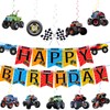 Monster Truck Birthday Decorations Including Happy Birthday Banner and 11pcs