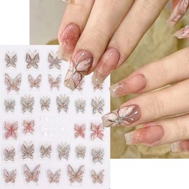 5D Butterfly Nail Art Stickers Decals Self-Adhesive Nail Decoration Accessories Pegatinas Uñas Nail Supplies for Woman Girls DIY Nail Art Design