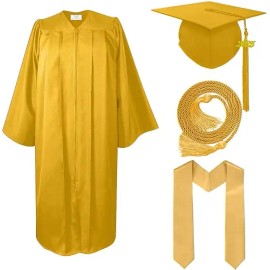 Matte Graduation Cap and Gown with Graduation Honor Cords, Plain Stole, and 2025 Tassels for High School and BachelorSize: 51"FF, Color: Maroon