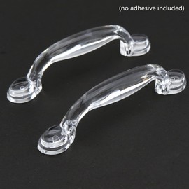 LUORNG Adhesive Drawer Knob 2PCS Transparent Acrylic Pull Handles, Dresser Pulls Glass Look Kitchen Cabinet Door Handle Pull, Adhesive Type