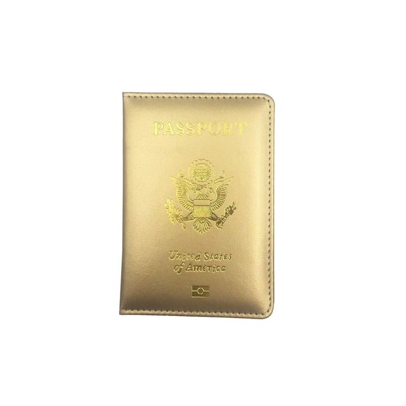 Missmore PU Leather Passport Cover with Gold USA Logo Printed