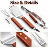 3-Piece Stainless Steel BBQ Tool Set with Rosewood Handles –