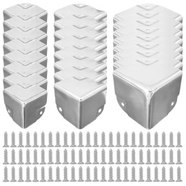 24 Pcs Black Metal Corner Protectors - Heavy Duty Steel, Multi-Size (35/40/50mm) for Furniture Edge Guard & Cabinet Protection Home, Office & Industrial Use