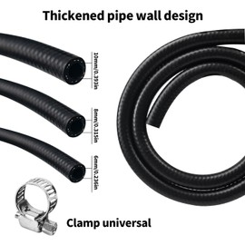 Fuel Hose 6 mm/3 Metres, 7 Pieces Hose Clamps, Petrol Hose, Fuel Line, Petrol Hose for Lawn Mower, for Small Engines, Moto, Car
