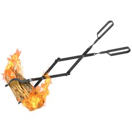 AGM Fireplace Tongs, 26" Fire Pit Accessories Firewood Tongs, Log Grabber for Thick logs, Heavy Duty Wrought Iron Fire Pit FireTongs, Campfire BBQ Stove Tweezers, Outdoor/Indoor Fire Tools