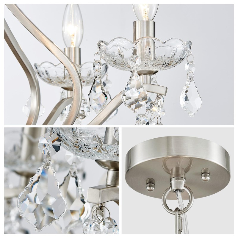 WUZUPS Crystal 5-Light Candle Chandelier Pendant Flushmount Ceiling Light Modern