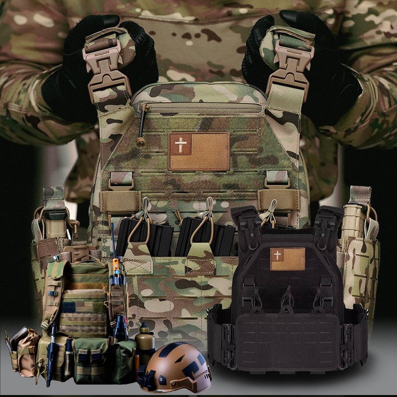 EmWoot 2PCS Cross Flag Patch Embroidered Patch Tactical Morale Patch