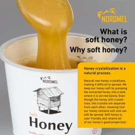Nordmel Pure Natural Soft Honey 0.5 KG (2 * 250 gram Cups) - Unpasteurised, Unfiltered, Crystallized, Natural Honey