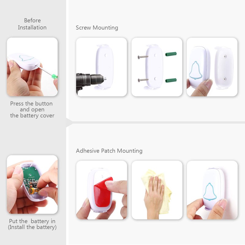 BO YING Wireless Doorbell, Bo Ying Waterproof Door Bell with