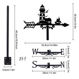 SUPERDANT Lighthouse Weather Vane Small Boat Weather Vane Seagulls Metal Weather Vane for Garden Farmhouse Decorative Outdoor Weather Vane Wind Direction Indicator for Yard Barn