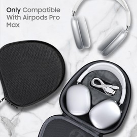 CENMASO for Airpods Max Case, Hard Headphone Case Storage Bag, Anti-Scratch and Anti-Dust Portable Travel Case Pouch Bag for Airpod Max-Fiber Black