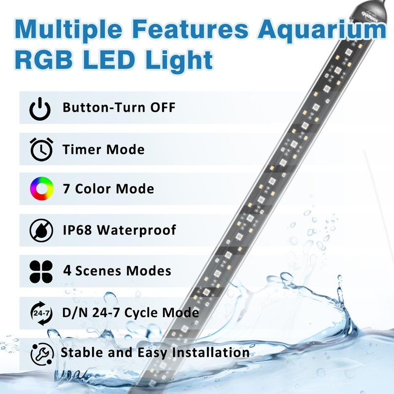 driamor Submersible Aquarium Light, 18 CM Fish Tank Lamp with