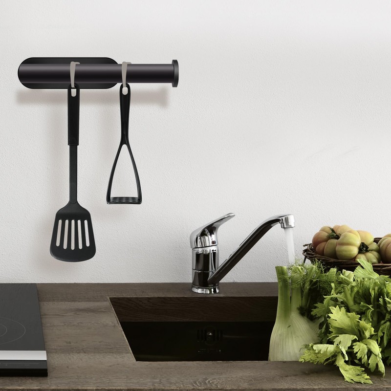 Kitchen Roll Holder, No Drilling, Kitchen Roll Holder, Black, Stainless