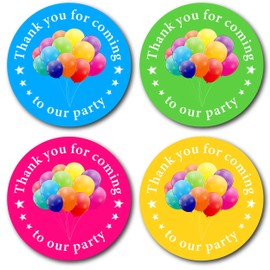 40mm Thank You for Coming to Our Party Stickers. 4 Bright Colours (24 Stickers). Great for Party Bags, Sweet Cones and Birthday Party Bag fillers.