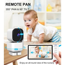 Baby Monitor With Camera and Audio 5 Inch 720 HD Screen Baby Monitor No Wifi Mini Robot Monitor 3500mAh Battery Night Vision 2 Way Talk Vox Mode Temperature Sensor Lullabies Video Baby Camera Monitor
