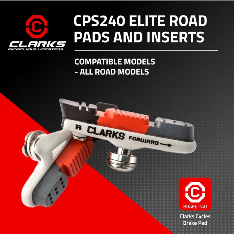 Clarks Elite Road Brake Pads, Lightweight Holder & Triple Compound