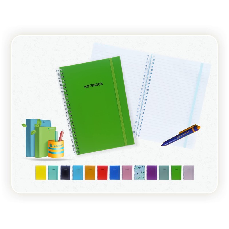 Ankush A5 Twinwire Wiro Bound Pastel Notebook Ruled Paper Pad