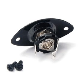 Oval Guitar Jack Plate Metal Inset 1/4 Inch Oval Pickup Output / Input Jack 6.35 mm with 2 Mounting Screws for Electric Guitar / Bass, Black