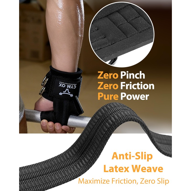 2-in-1 Weight Lifting Straps with D Ring, 7mm Neoprene Padded