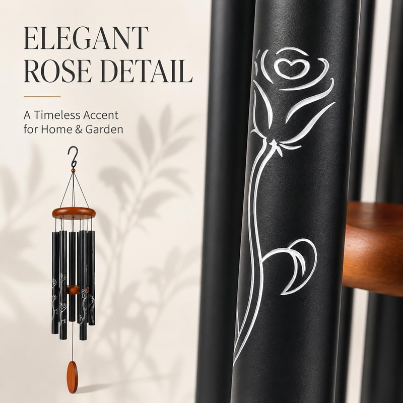 Wind Chimes for Outside, 35 Inch Aluminum Rose Memorial Chime