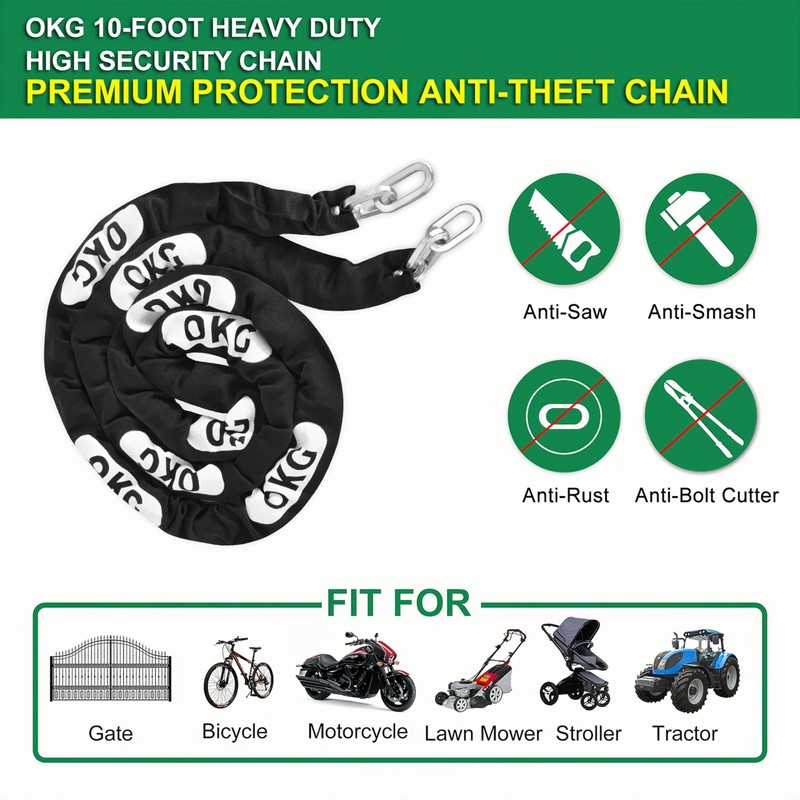 OKG Heavy Duty Security Chain - 10 Foot x 5/16”
