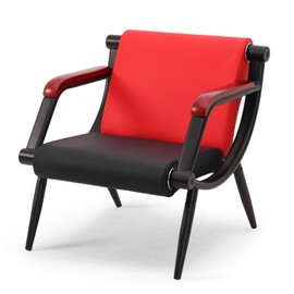 Walmokid Waiting Room Chair with Wooden Armrest, PU Leather Office Furniture, Lobby Conference Reception Chair, Office Guest Seating for Clinic,Airport,Hospital,Barber,Salon,Bank (Red & Black)