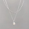 JchEnye 2 Piece Necklace Set Women's Silver Multilayer Chain Silver-Plated